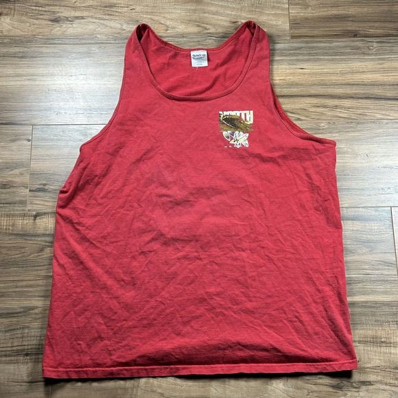 Vintage Shirt Adult XL Tank Top Red Surfing Beach Hawaii Graphic Y2K‎ - Picture 1 of 8